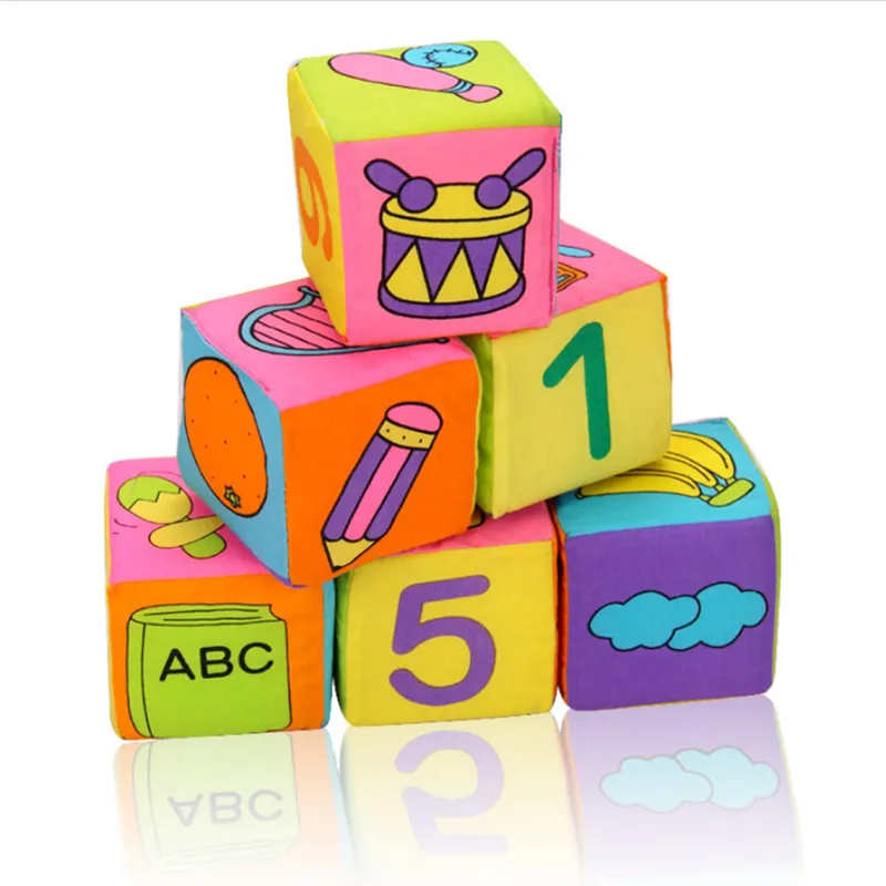6 Pieces of Random Colored Cloth Building Blocks for Baby's Intellectual Development and Fun Play in a Set  big image 1
