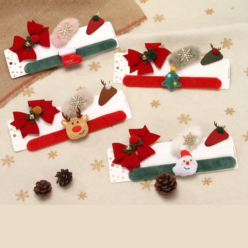 4-pack Toddler/kids/adult Christmas hairpin and bracelet gift set Color-A big image 1