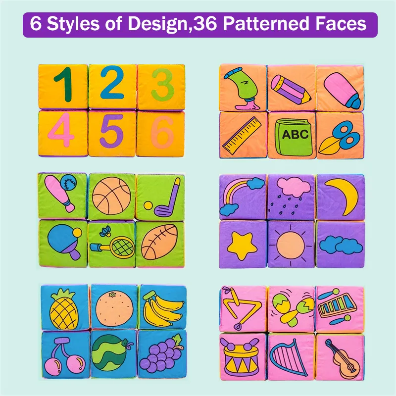 6 Pieces of Random Colored Cloth Building Blocks for Baby's Intellectual Development and Fun Play in a Set  image 4
