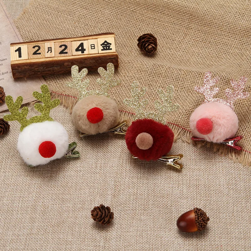 Children‘s Adorable Elk Antler Festive Hair Clips for Christmas