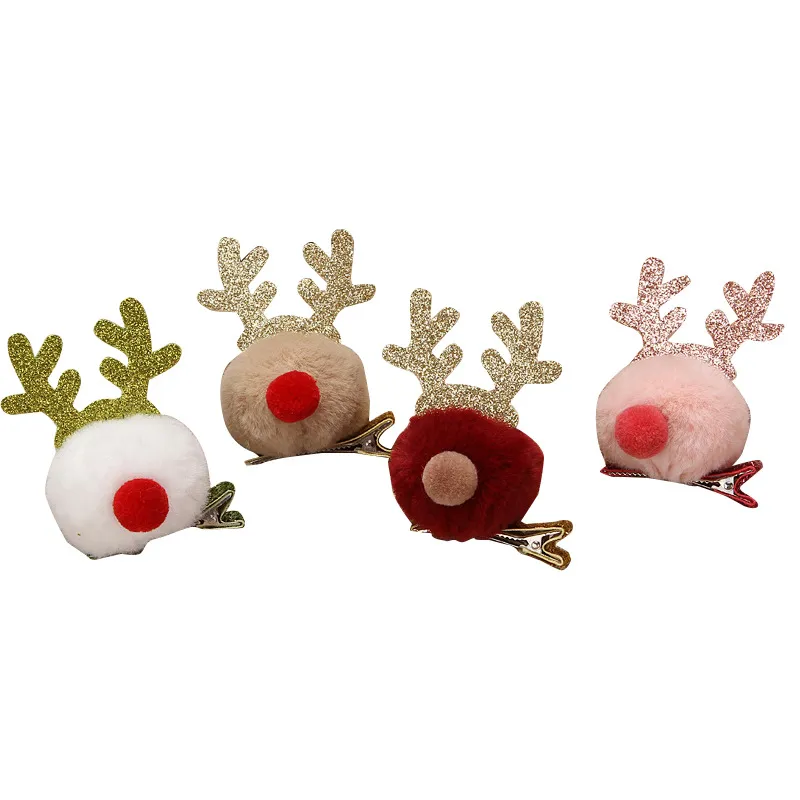 Children‘s Adorable Elk Antler Festive Hair Clips for Christmas Khaki big image 1