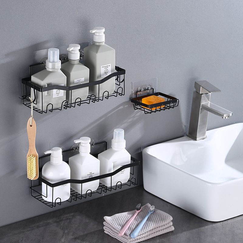 Wall-mounted Iron Bathroom Organizer Shelf For Quick And Non-damaging Installation