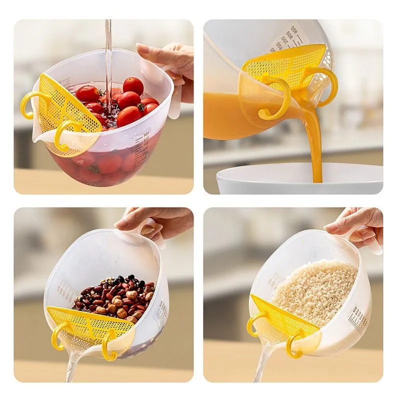 High Capacity Egg-beating and Rice-washing Bowl with Filter Net and Scale Measurement