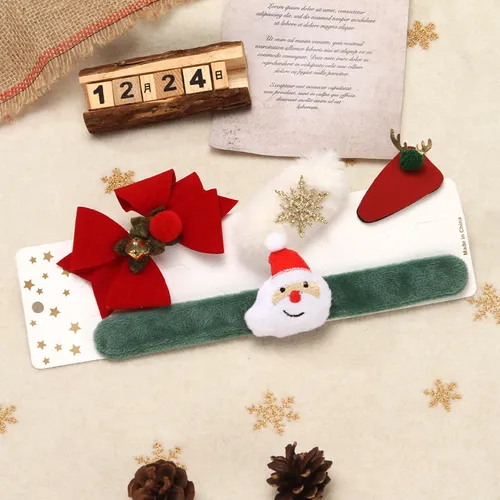 Pack de 4 épingles à cheveux et bracelets de Noël pour tout-petits/enfants/adultes