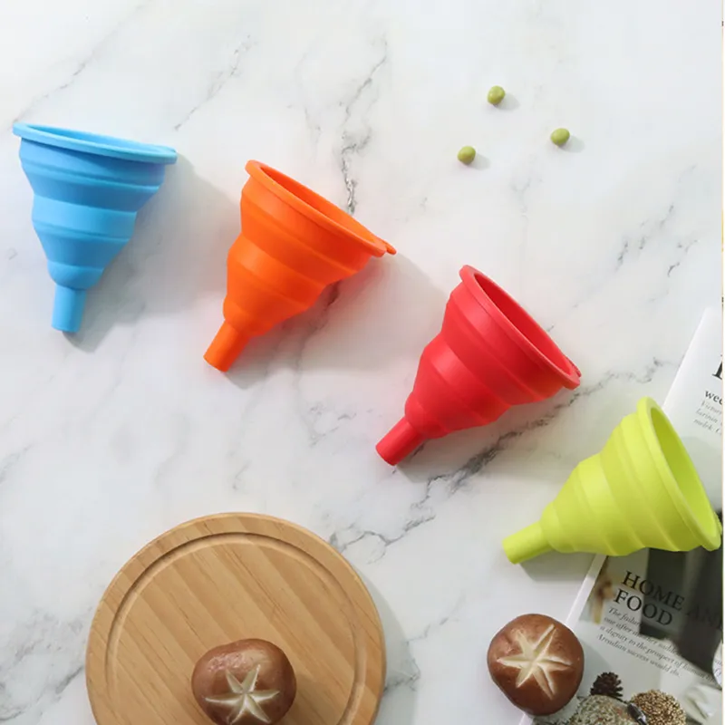 Funil de silicone dobrável e portátil para derramamento fácil de óleo e alimentos com fácil limpeza e design de suspensão Vermelho image 6