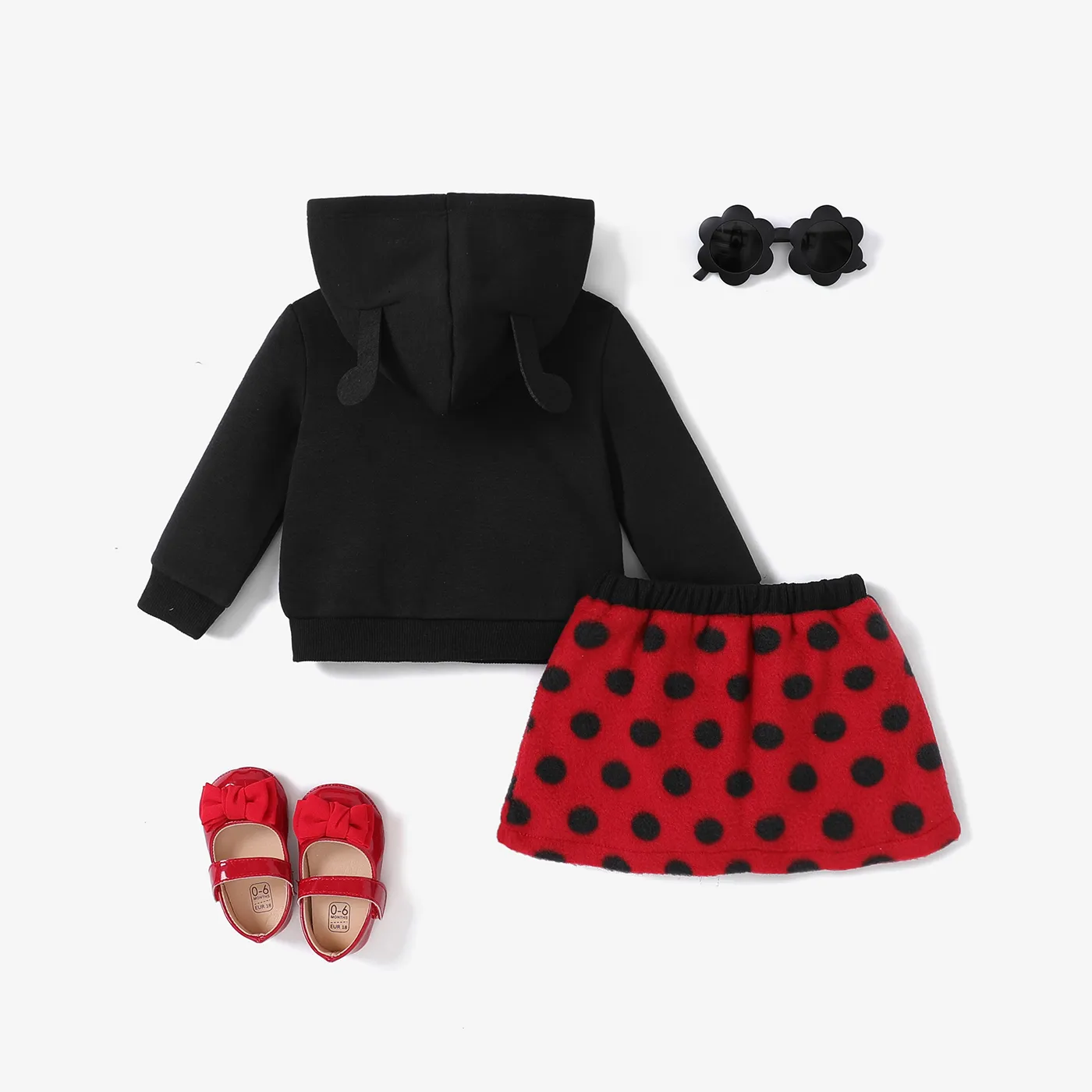 2PCS Baby Girl Childlike 3D Letter Top/Dress Set Black image 2