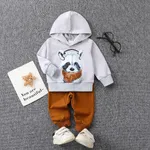 2pcs Toddler/Baby Boy Animal Pattern Hooded Set  Grey