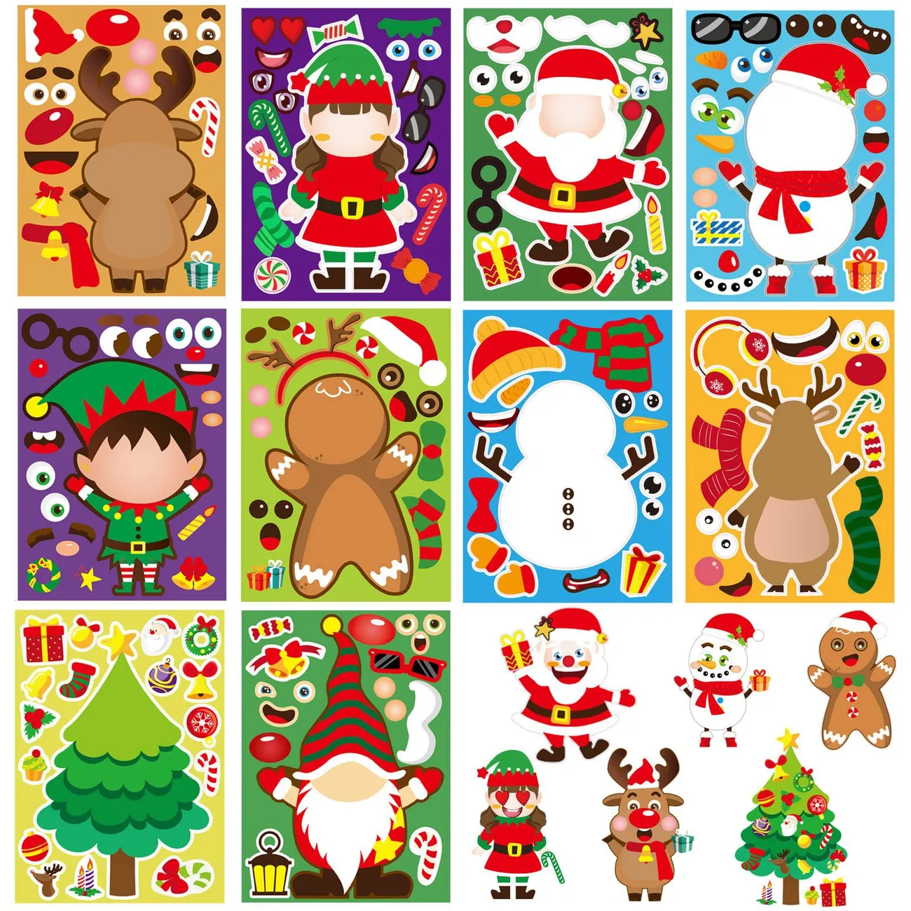 Set of 10 Christmas DIY Puzzle Hand Account Cartoon Creative Stickers Color-A big image 1