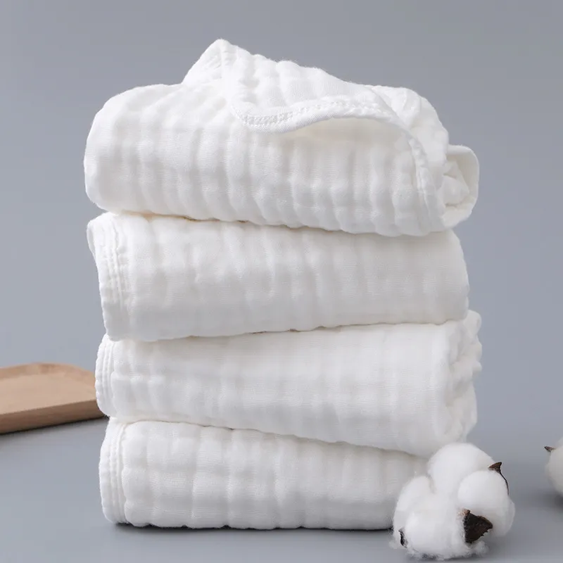 Paños para eructar de muselina para bebés 100% algodón Grande 20''x10'' Tela extra suave para niños y niñas Blanco big image 1