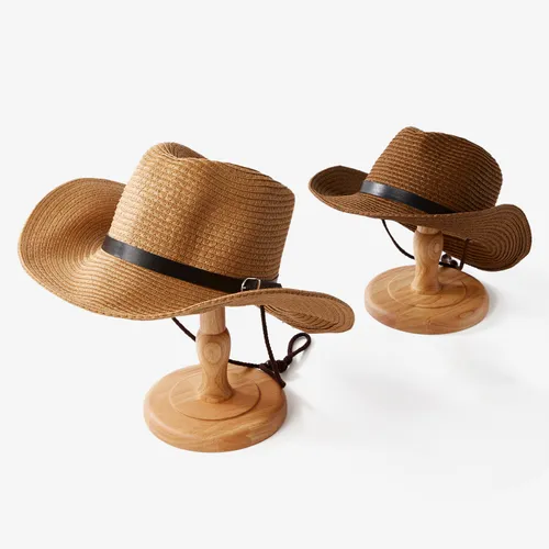Daddy and Me Solid color western cowboy straw hat, 100% bamboo pulp fiber material