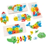 Wooden 3D Puzzle Building Blocks for Early Education - Intelligence Development Toy, Perfect Interactive Toy Gift for Children on Christmas  image 3