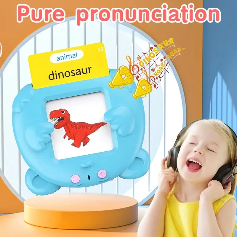 Children's Educational Flashcard Machine with English Cards Set - Perfect Birthday and Christmas Interactive Toy Gift for Kids Blue image 5