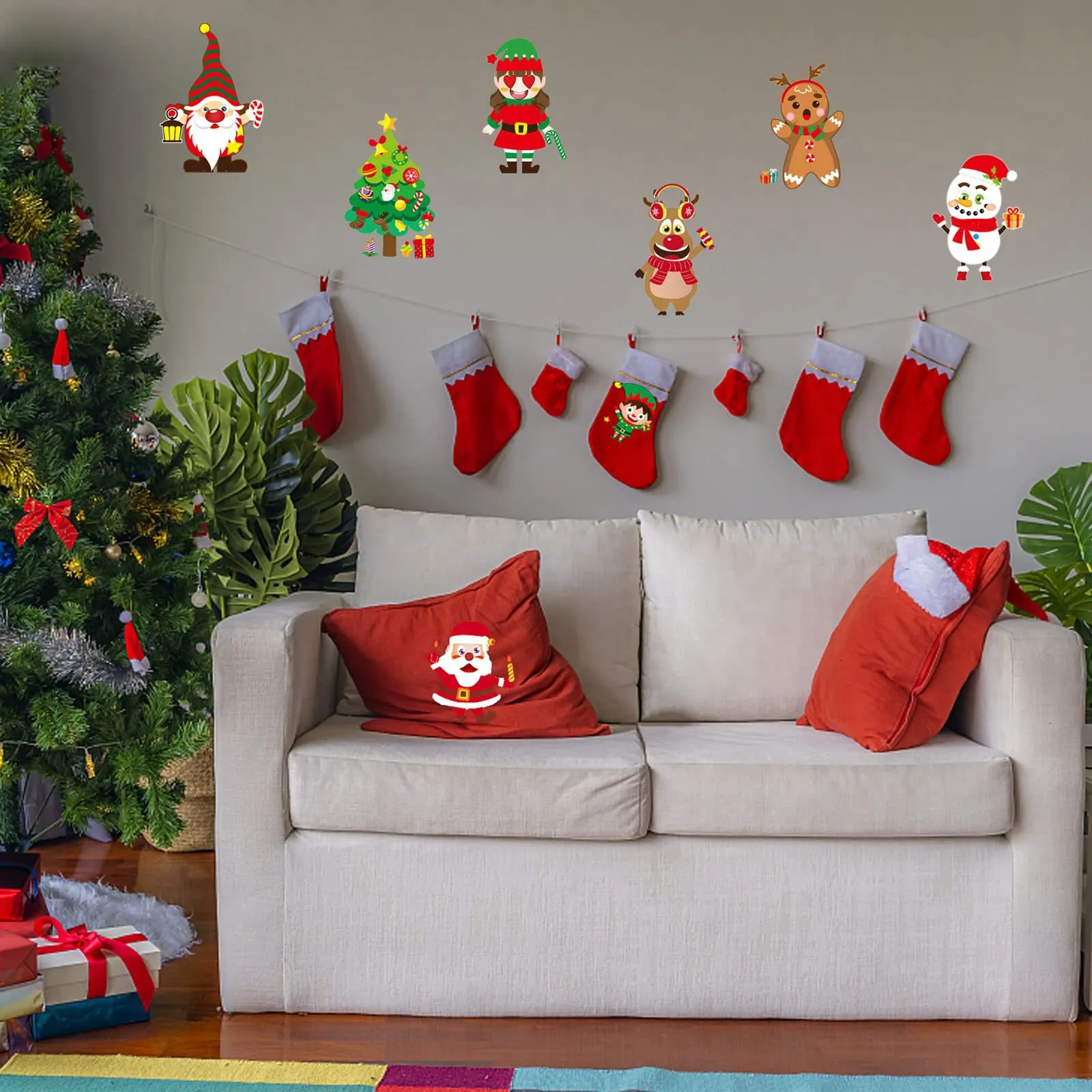 Set of 10 Christmas DIY Puzzle Hand Account Cartoon Creative Stickers Color-A image 3