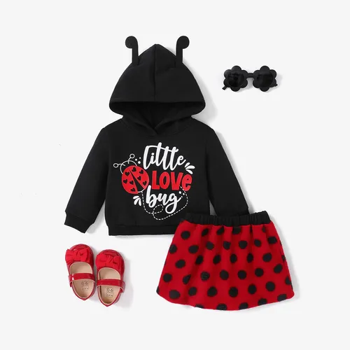 2PCS Baby Girl Childlike 3D Letter Top/Dress Set