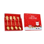 Christmas Cutlery Set of 4 with Spoon and Fork in Gift Box Color-A