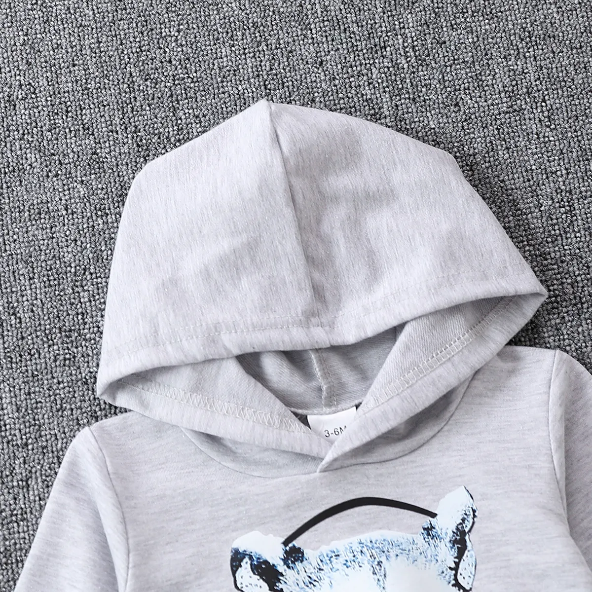 2pcs Toddler/Baby Boy Animal Pattern Hooded Set  Grey image 4