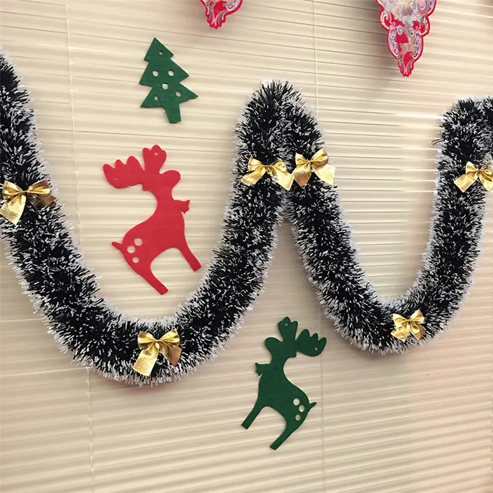 2m Green and White Edge Christmas Snowflake Tinsel Garland - Perfect Holiday Decoration Gold image 3