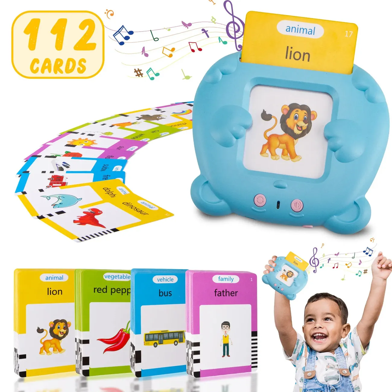 Children's Educational Flashcard Machine with English Cards Set - Perfect Birthday and Christmas Interactive Toy Gift for Kids Blue big image 1