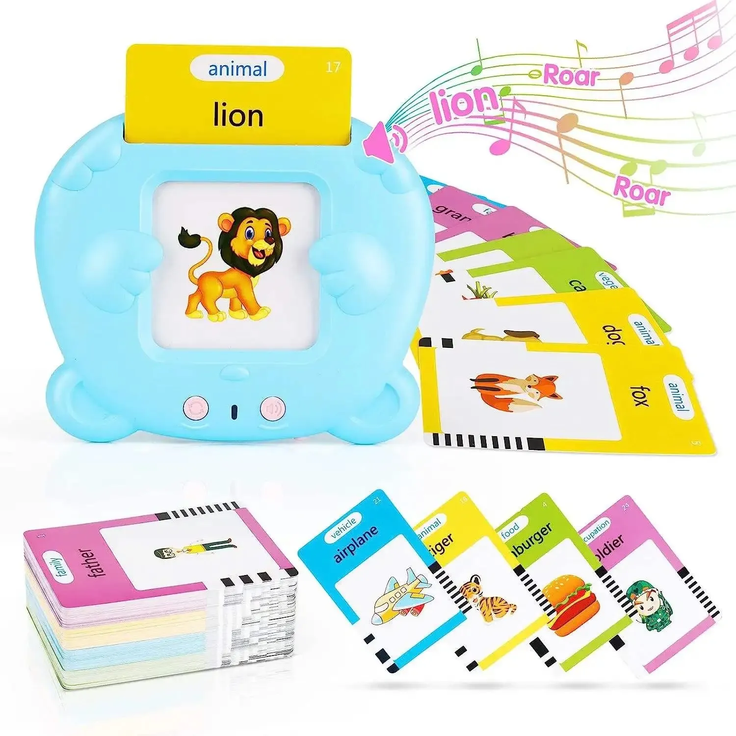 Children's Educational Flashcard Machine with English Cards Set - Perfect Birthday and Christmas Interactive Toy Gift for Kids Blue image 2