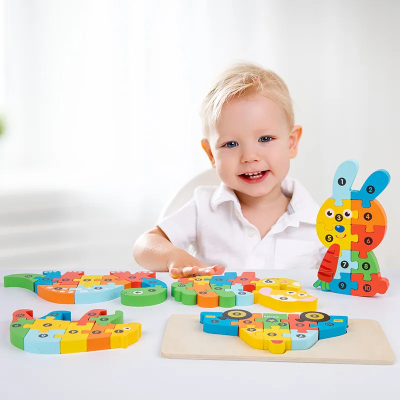 用於早期教育的木製 3D 拼圖積木 - 智力發展玩具，耶誕節送給兒童的完美互動玩具禮物 顏色-A big image 1