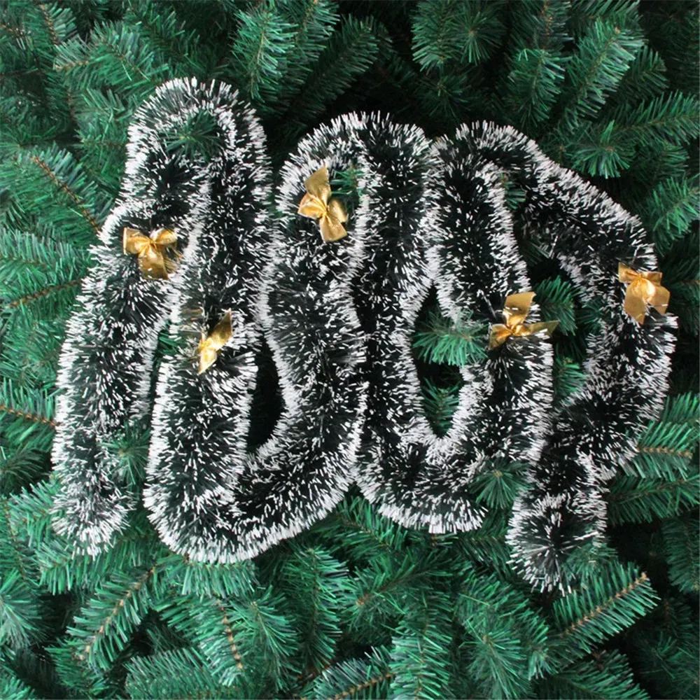 2m Green and White Edge Christmas Snowflake Tinsel Garland - Perfect Holiday Decoration Gold big image 1
