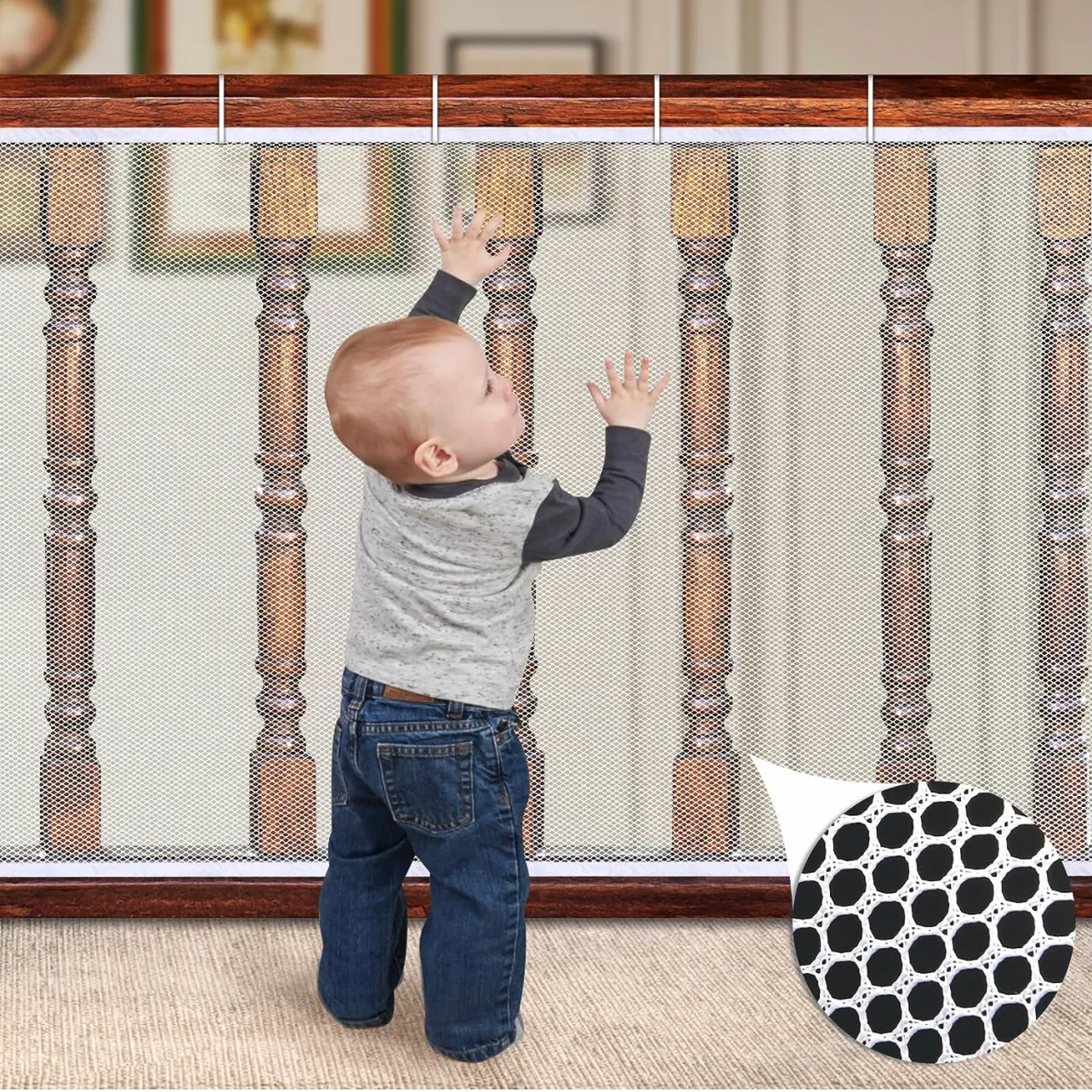 Single Thickened Stair/Balcony Safety Net for Child Fall Prevention White image 2
