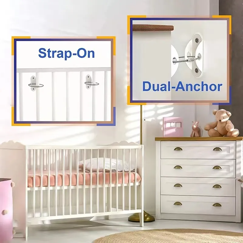 Child Safety Anti-Tip Device with Furniture Anti-Tip Buckle  White image 4