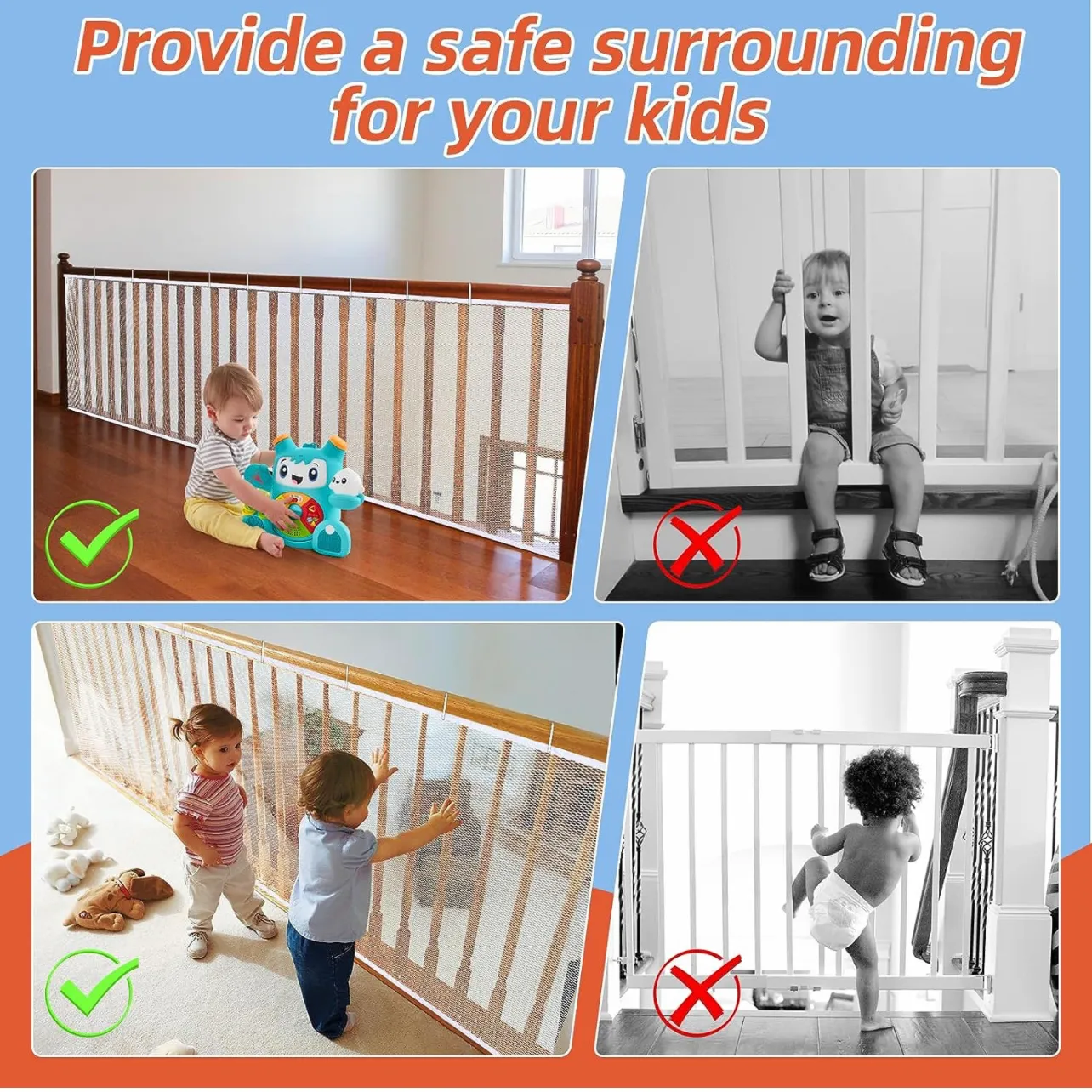 Single Thickened Stair/Balcony Safety Net for Child Fall Prevention White image 4