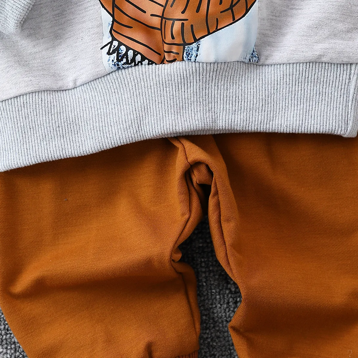 2pcs Toddler/Baby Boy Animal Pattern Hooded Set  Grey image 3