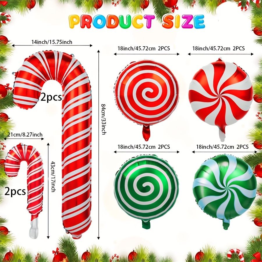 

12-Pack Christmas Candy Foil Balloons Set for Festive Party Decoration