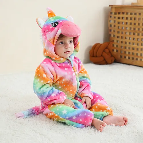Random Colored Children's Flannel Unicorn Costume for Dress-Up and Photo Shoots