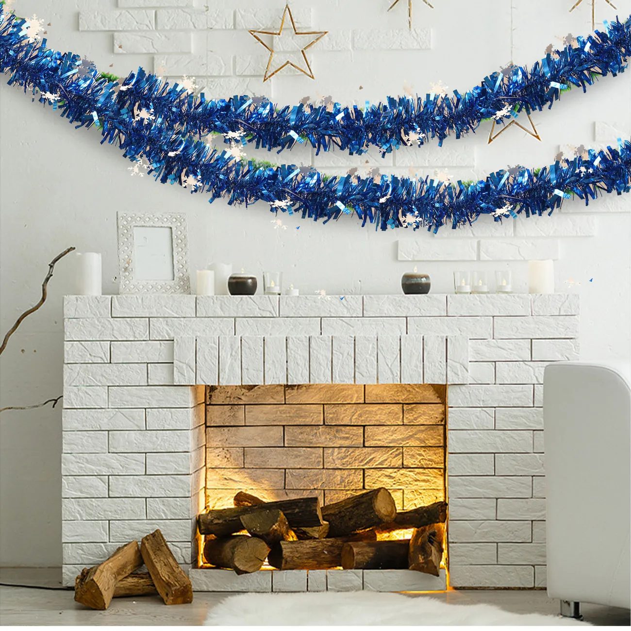 Ruban décoratif de Noël 5-Pack avec flocons de neige - Décor de fête de Noël en couleurs aléatoires coloré big image 1