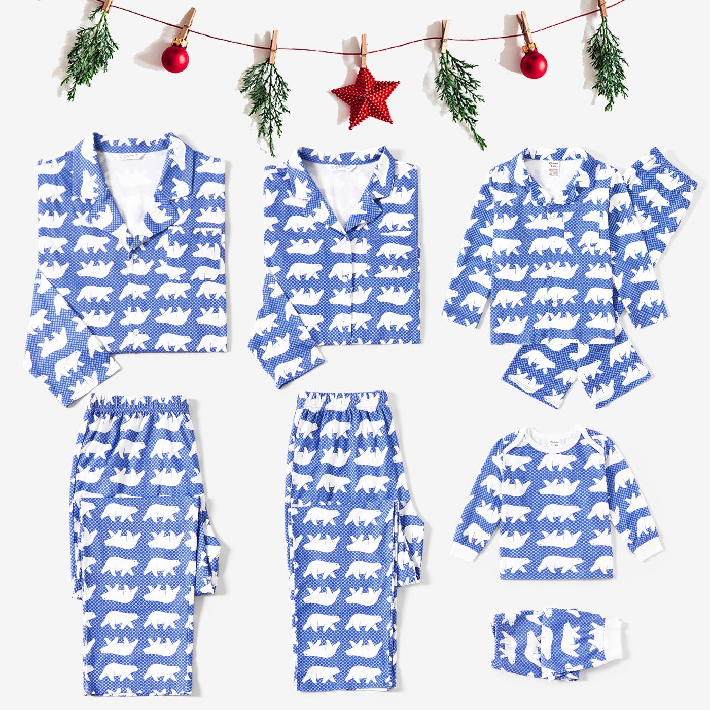 

Christmas Family Matching Bear All-over Print Long-sleeve Pajamas Sets(Flame resistant)