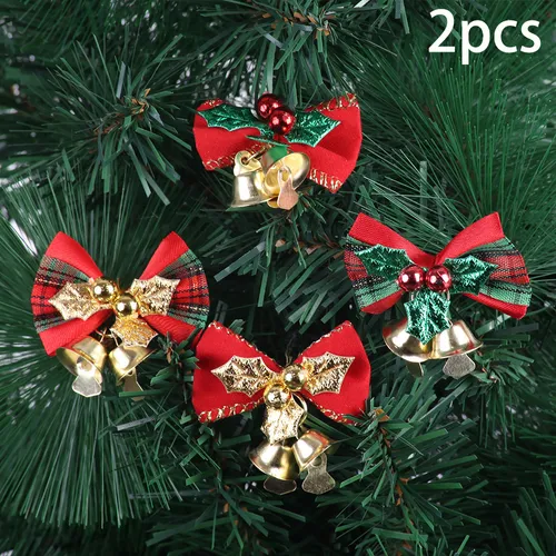 Confezione da 2 mini decorazioni per l'albero di Natale con fiocco
