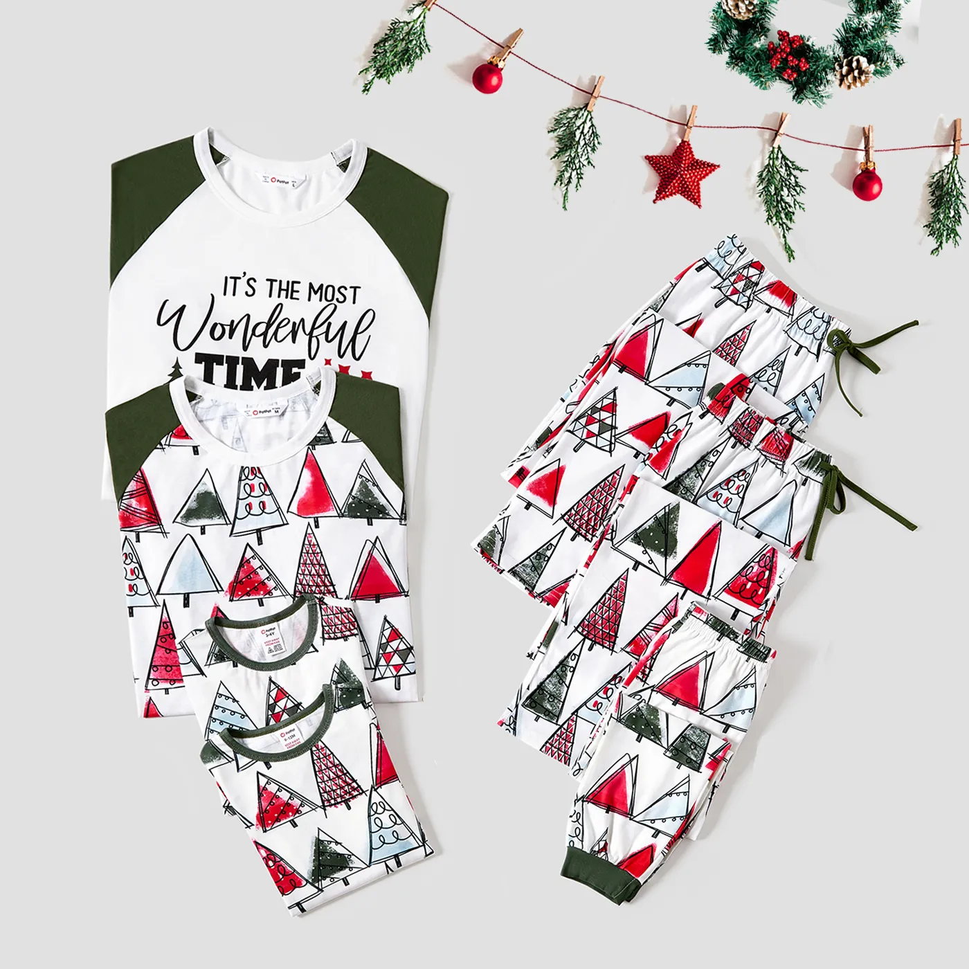 Natal Look de família Manga comprida Conjuntos de roupa para a família Pijamas (Flame Resistant)