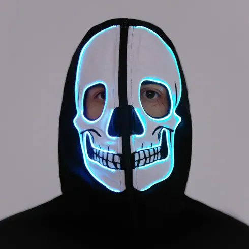 Go-Glow Halloween Illuminating Adult Jacket with Light Up Head Skeleton for Men Including Controller (Built-In Battery) Black big image 9
