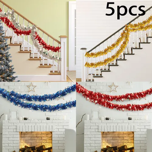 5er-Pack Weihnachts-Dekoband mit Schneeflocken - Weihnachtsdekoration in zufälligen Farben