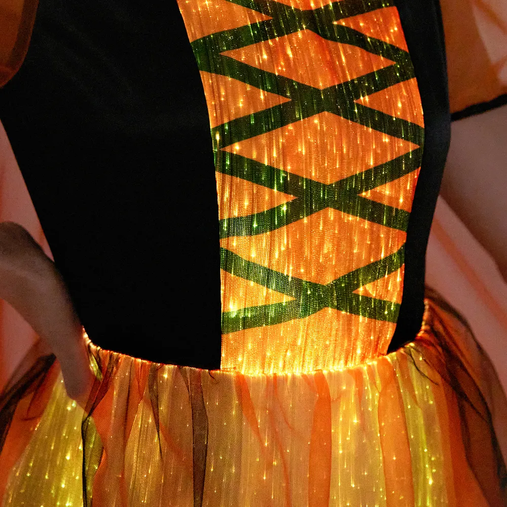 Go-Glow Halloween Limited Edition Illuminating Adult Dress with Light Up Skirt with Halloween Print Cape Including Controller (Built-In Battery) big image 11