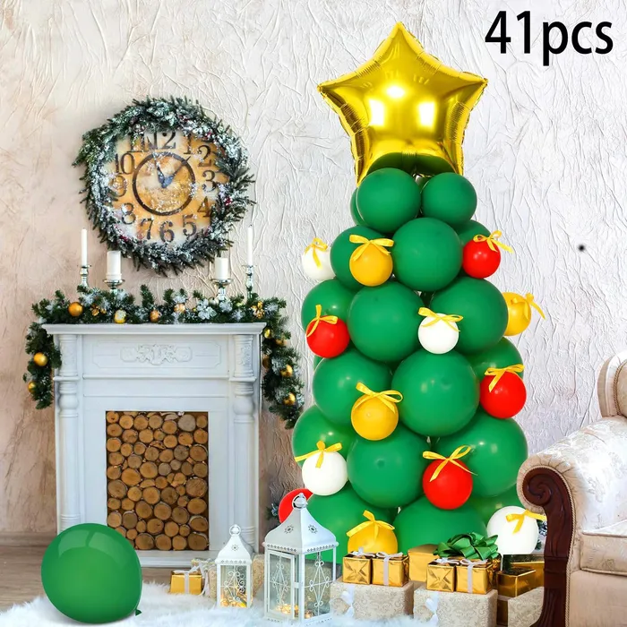 41-Piece Latex Christmas Tree Balloon Decoration Set for Party Decor