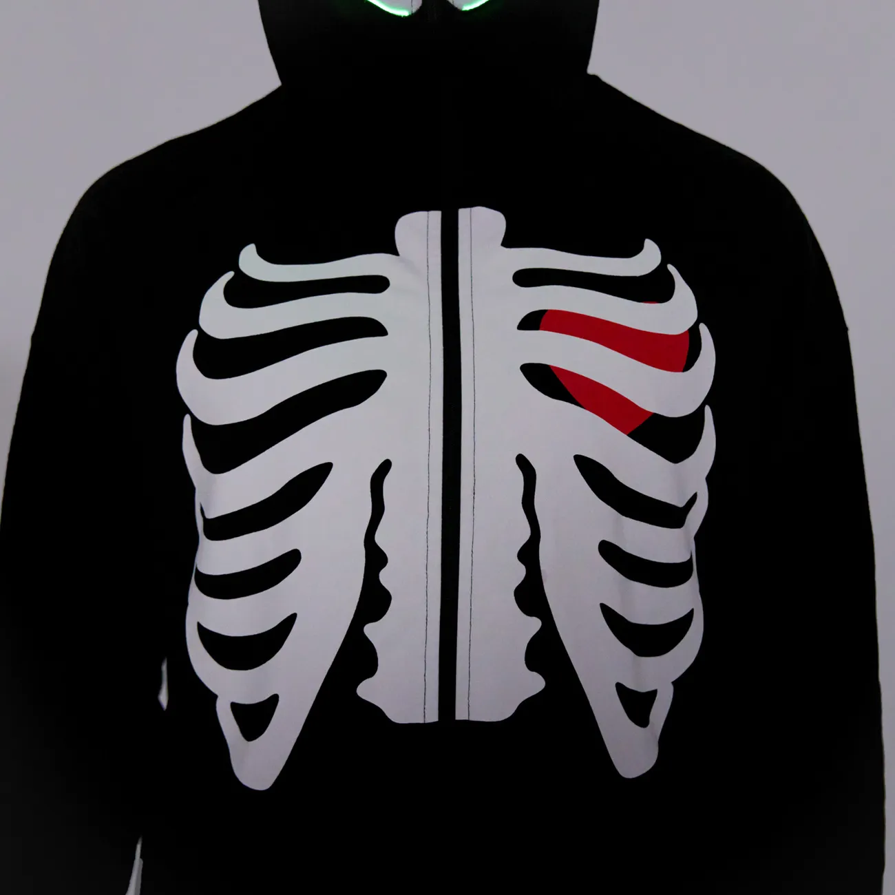 Go-Glow Halloween Illuminating Adult Jacket avec squelette de tête allumée, y compris le contrôleur (batterie intégrée) Noir big image 1
