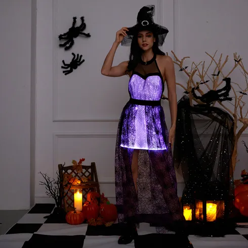 Go-Glow Halloween Limited Edition Illuminating Adult Dress with Light Up Skirt with Velvet Pattern Including Controller (Built-In Battery) Purple big image 5