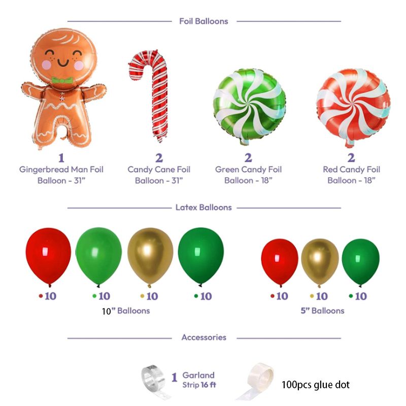 

79pcs Christmas Gingerbread Candy Balloons Decoration Set