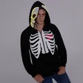Go-Glow Halloween Illuminating Adult Jacket with Light Up Head Skeleton for Men Including Controller (Built-In Battery) Black image 2