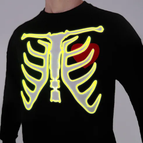 Go-Glow Halloween Illuminating Adult Sweatshirt with Light Up Skeleton Pattern for Men Including Controller (Built-In Battery) Black big image 9