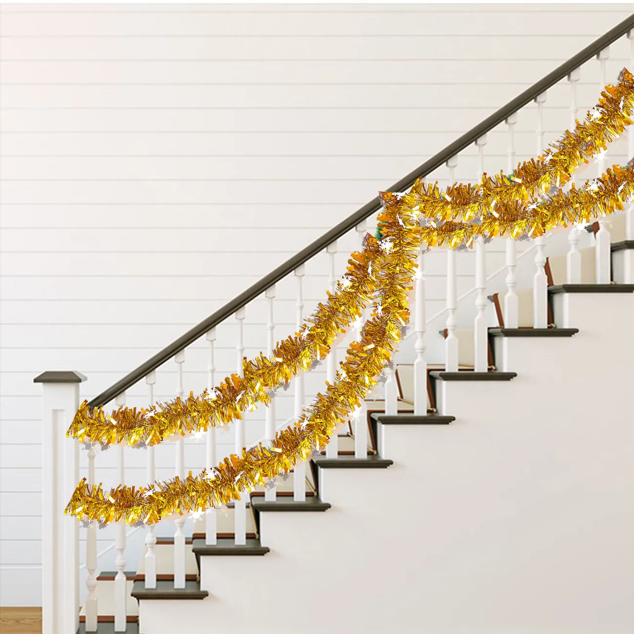 Paquete de 5 cintas decorativas navideñas con copos de nieve - Decoración de fiesta navideña en colores aleatorios vistoso big image 1