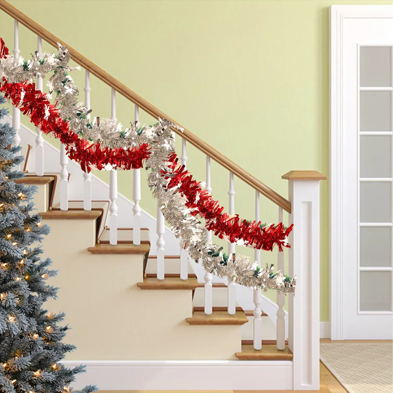 Fita Decorativa de Natal com 5 Pacotes com Flocos de Neve - Decoração de Festa de Férias em Cores Aleatórias colorido big image 1