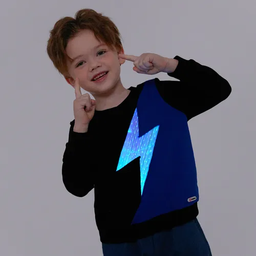 Go-Glow Illuminating Sweatshirt with Light Up Color Blocking Lightning Pattern Including Controller (Built-In Battery)