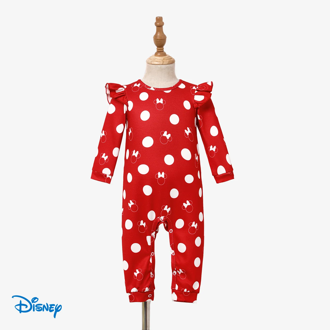 Disney Mickey and Friends بلايزر إطلالة العائلة للجنسين طوق الجولة كم طويل كم فضفاض بكشكشة شخصيات الكريسماس أحمر big image 1