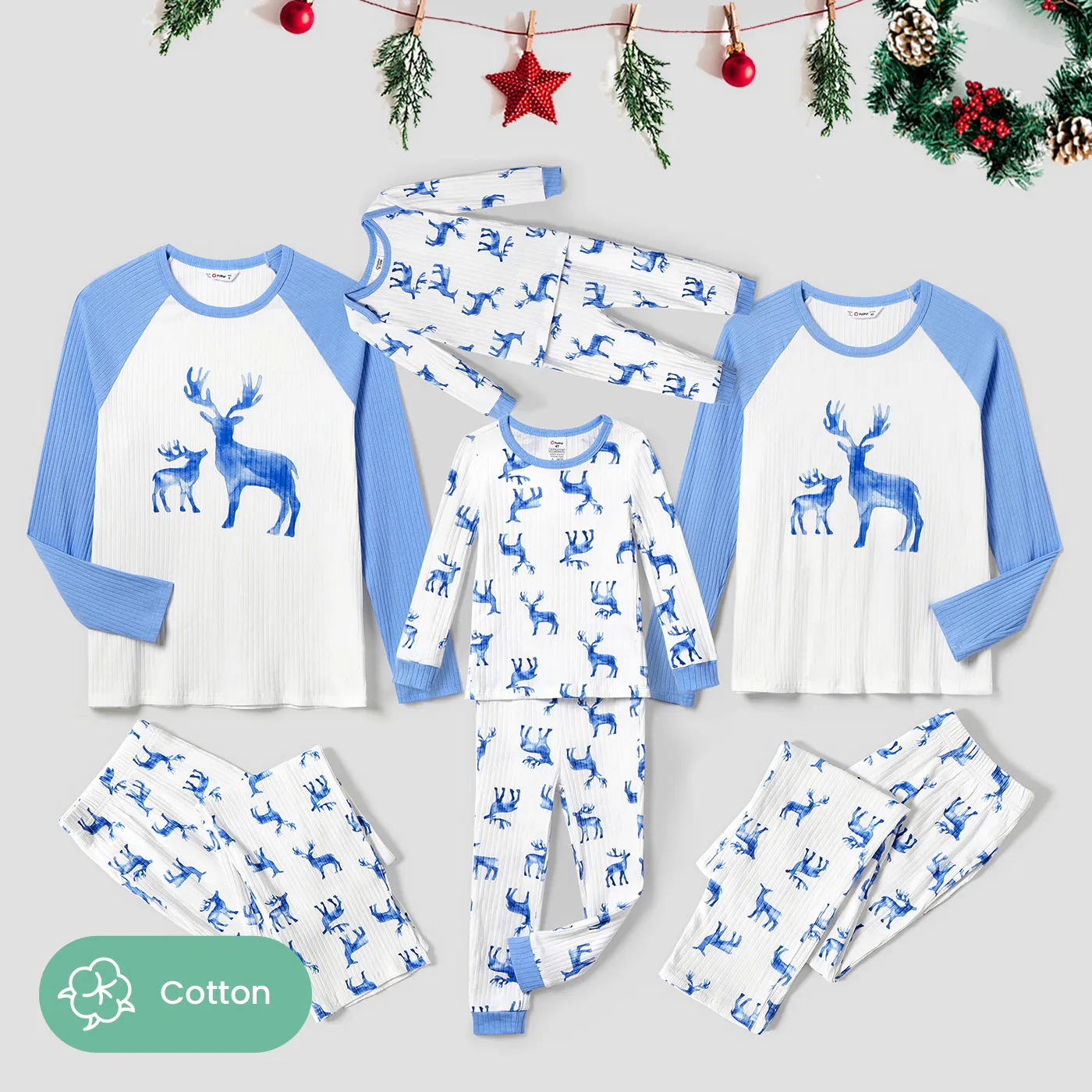 Noël Matching Deer Print Family Snug- Pyjamas Ajustés