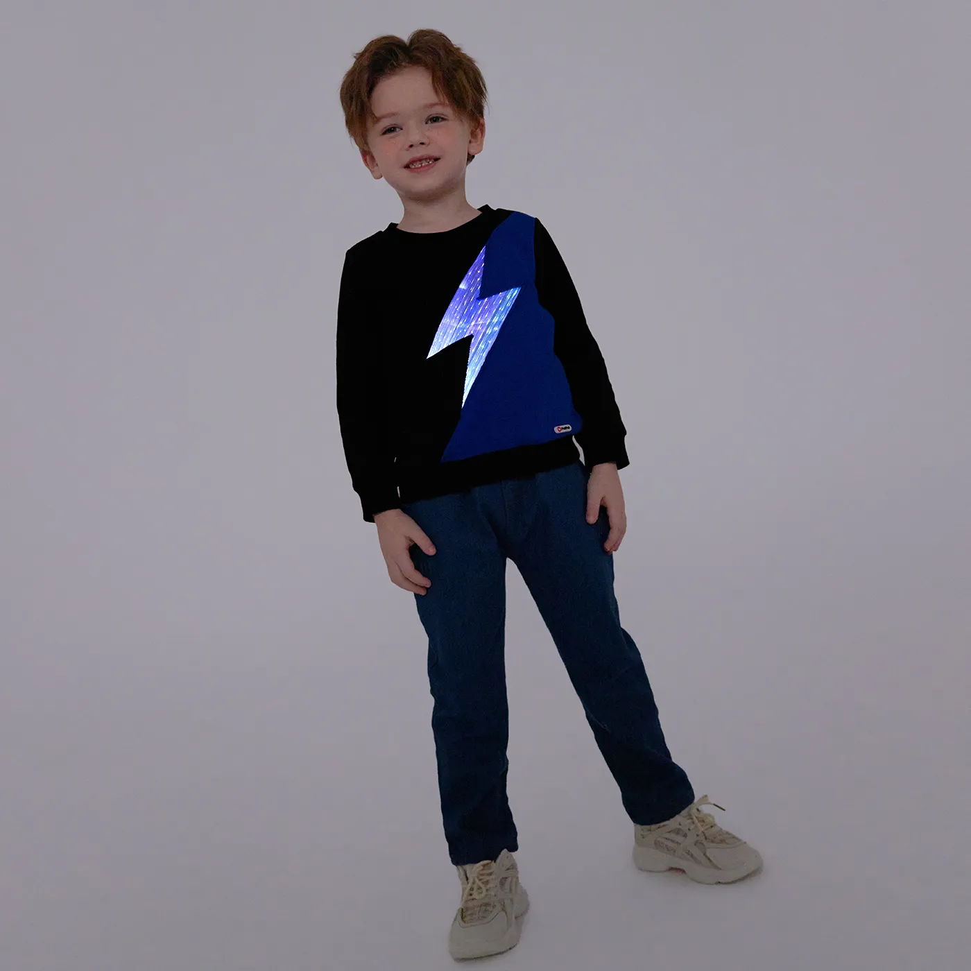 Go-Glow Illuminating Sweatshirt with Light Up Color Blocking Lightning Pattern Including Controller (Built-In Battery) ColorBlock image 2